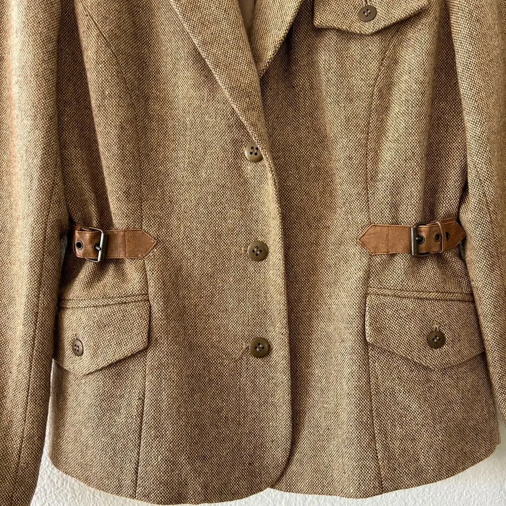 Brown Tweed Equestrian RL Style Jacket by Together Women's Size 10 Vintage - Picture 3 of 10